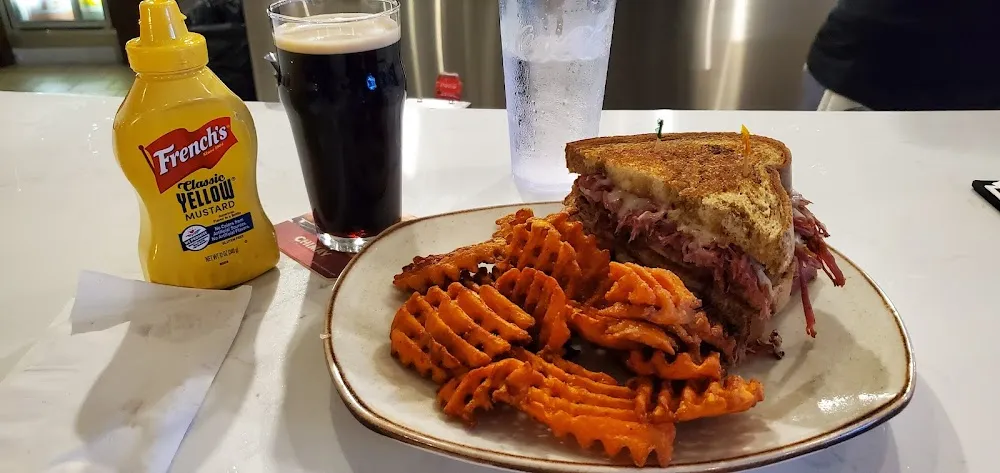 Rueben Sandwich with Sweet Potato Waffle Fries